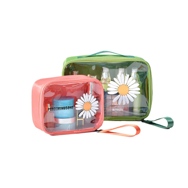 

WholesaleCreative Portable Toiletry Bag Travel Cosmetic Storage Bag PVC Transparent Waterproof Daisy Cosmetic Bag