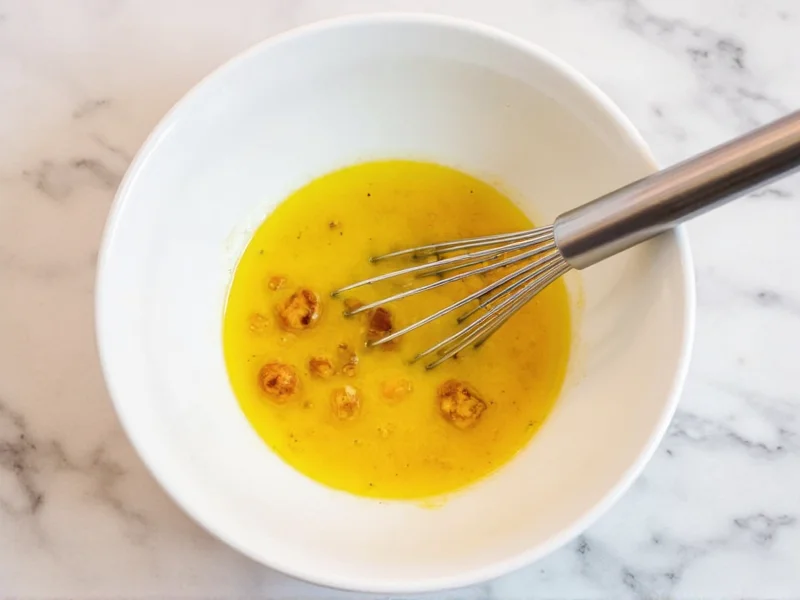 Whisking honey mustard ingredients in bowl