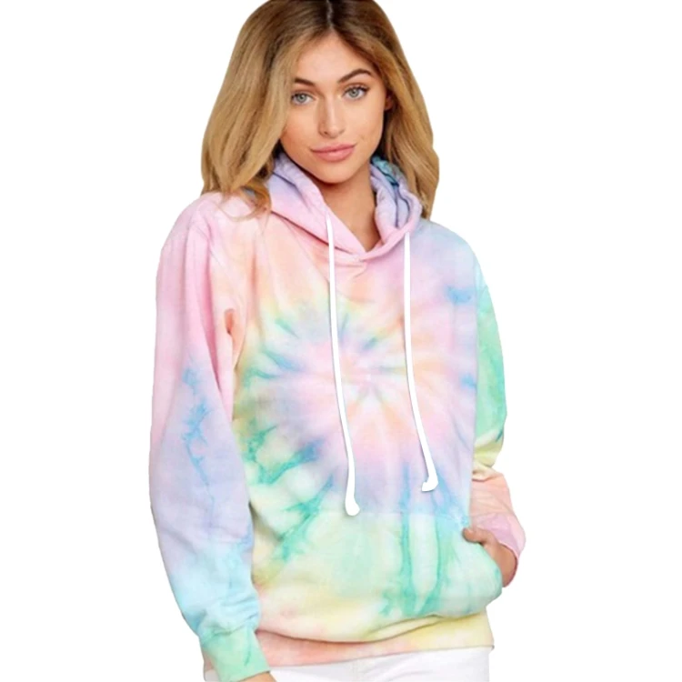 

Amazon ebay dropshipping hot sales fashion street wear lady hoodie spring casual printed tie dye women's hoodies