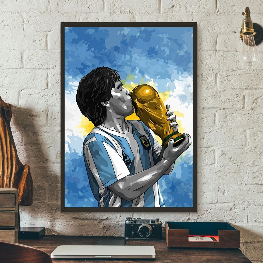 

21designs Diego MARADONA Poster Football Star Pictures Poster Legend of Soccer Superstar Canvas Painting Wall Art Sport Player, Multiple colours