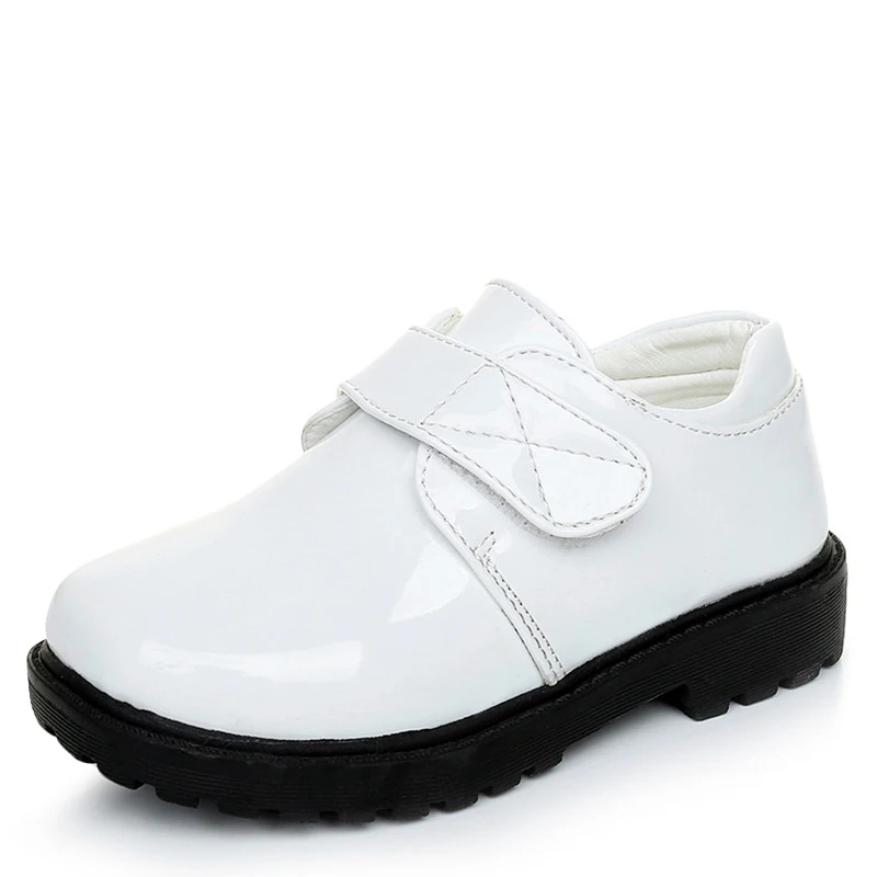 

Wholesale Fashionable Classic White Leather Boys School Shoes Kids Leather Black School Shoes, Black white