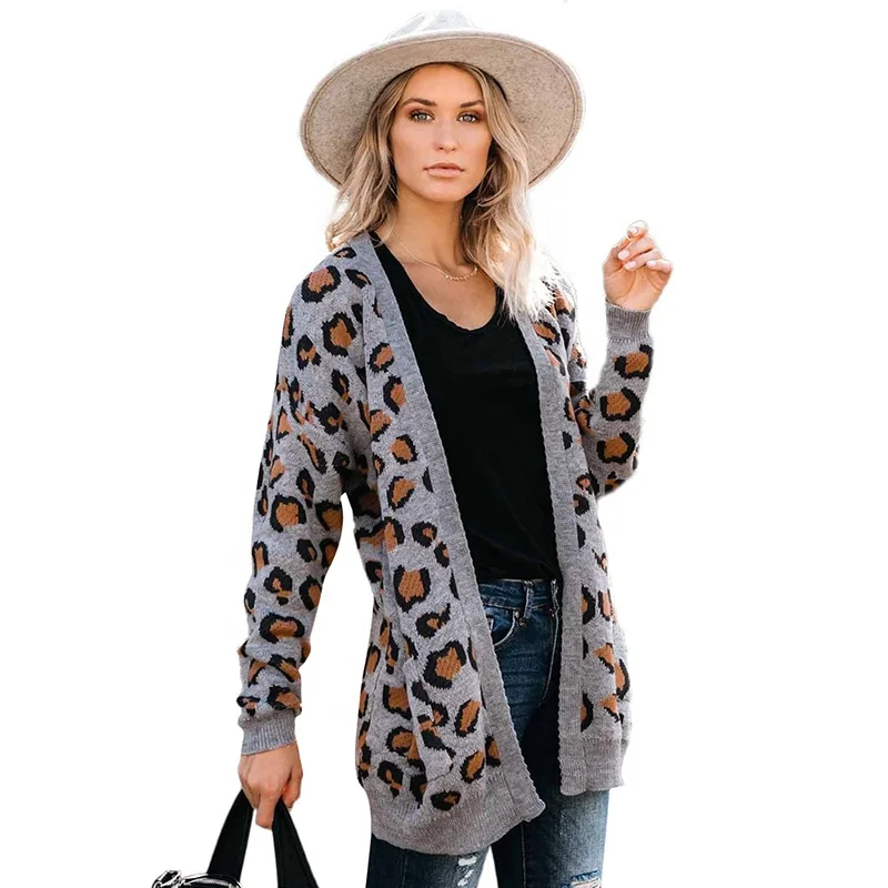 

New Style Wholesale 2021 Long Sleeve Open Knit Loose Pocketed Cardigan Cashmere Sweater Women, Accept knitted loose cardigan