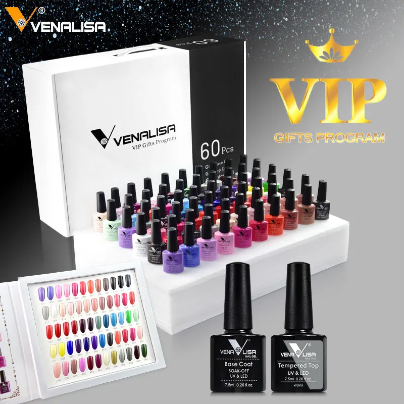

2023 Venalisa VIP Kit Acrylic UV Nail Gel Polish Learner OEM Whole Set 60 Color Gel Nail Polish Private label Enameles Varnish
