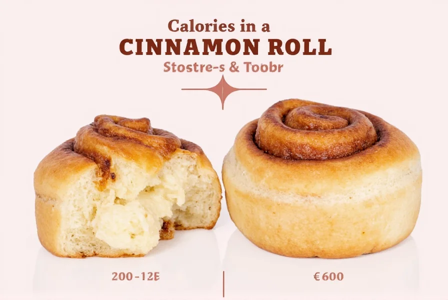 Nutrition label comparison showing calories in different types of cinnamon rolls