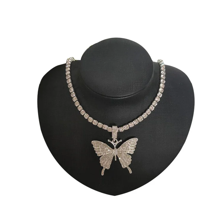 

Hot Selling Crystal Big Butterfly Pendant Women Jewelry Stone Butterfly Necklace, Gold