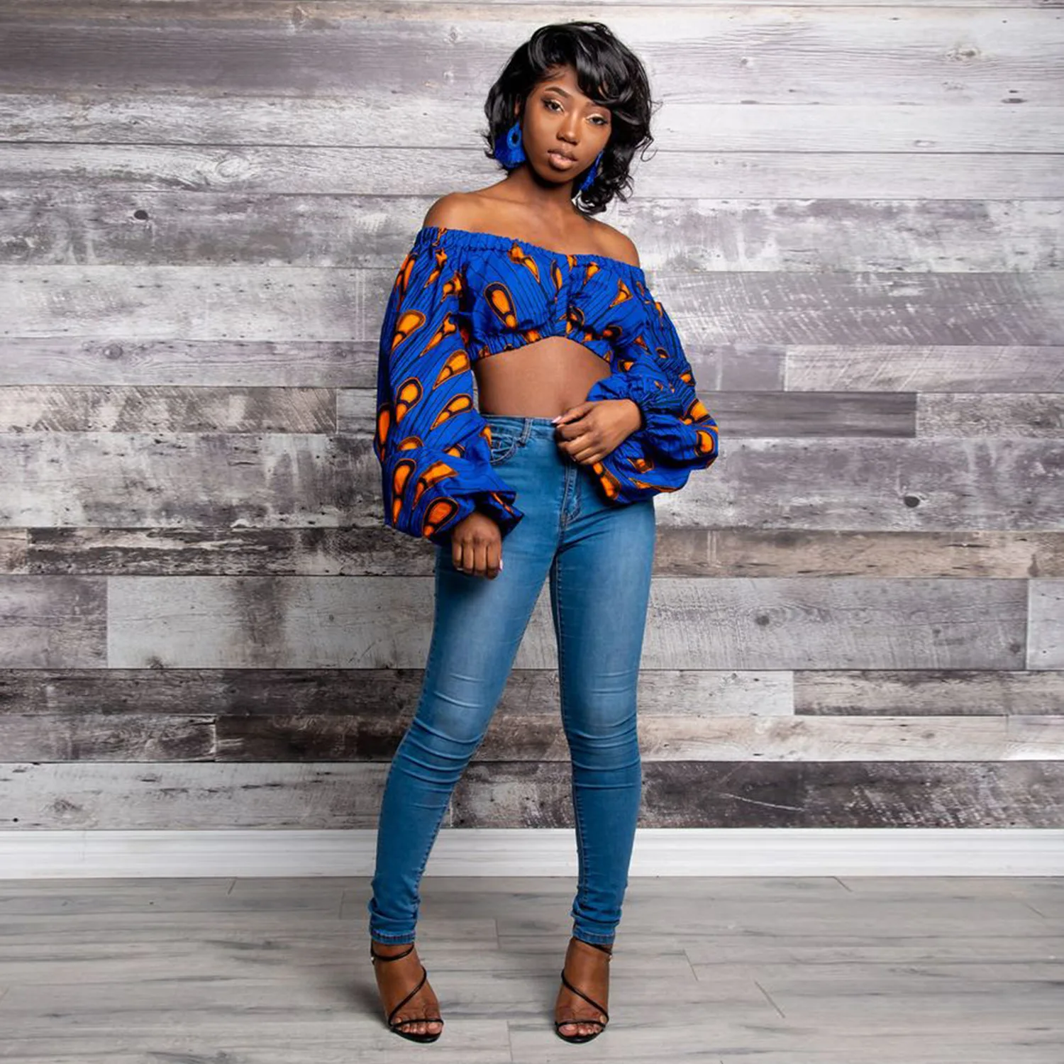

2021 Lover Beauty African Women Off Shoulder African Print Clothing Dashiki Crop Top