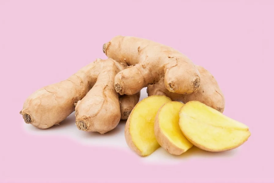 Hand demonstrating how to peel fresh ginger using a spoon