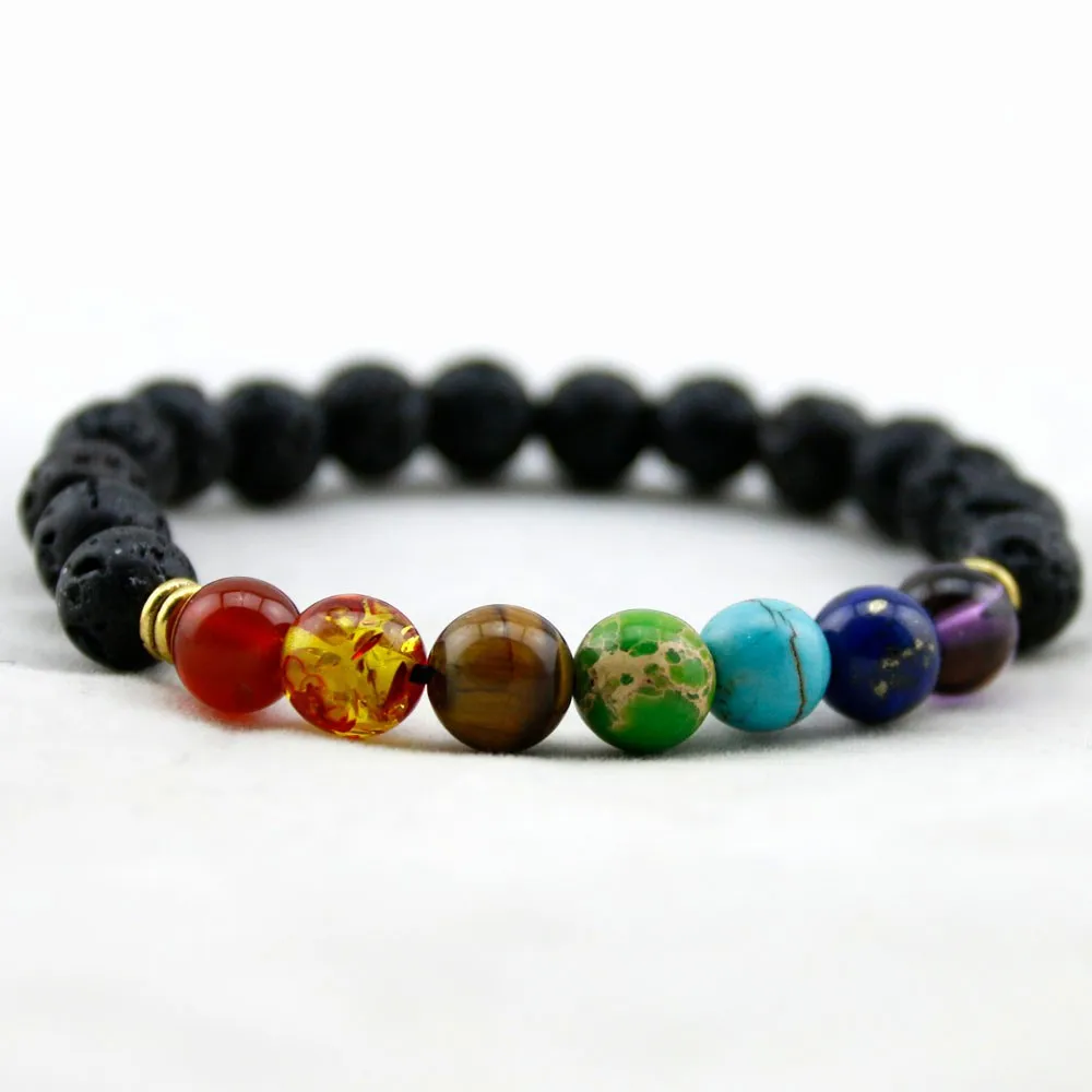 

Factory Colorful Beaded Bracelet Volcanic Stone Agate Handmade Energy Yoga Glass Bead Zodiac Bracelet, Black