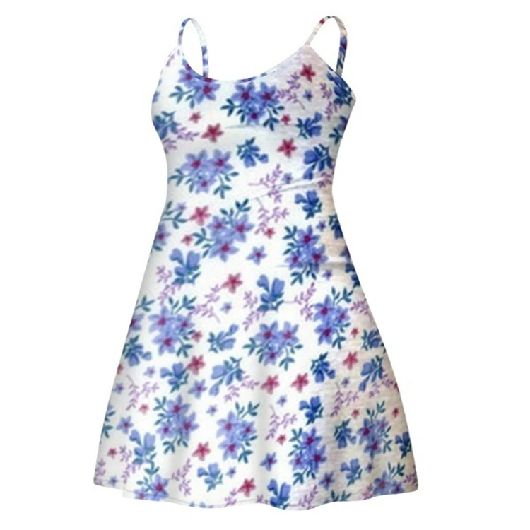 

Sexy Mini Casual Summer Dress Print Slim Floral Sleeveless Dress