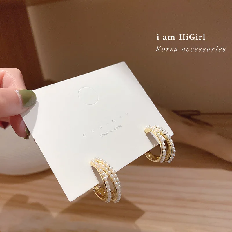 

trendy jewelry pearl fashion hoop earrings 2020