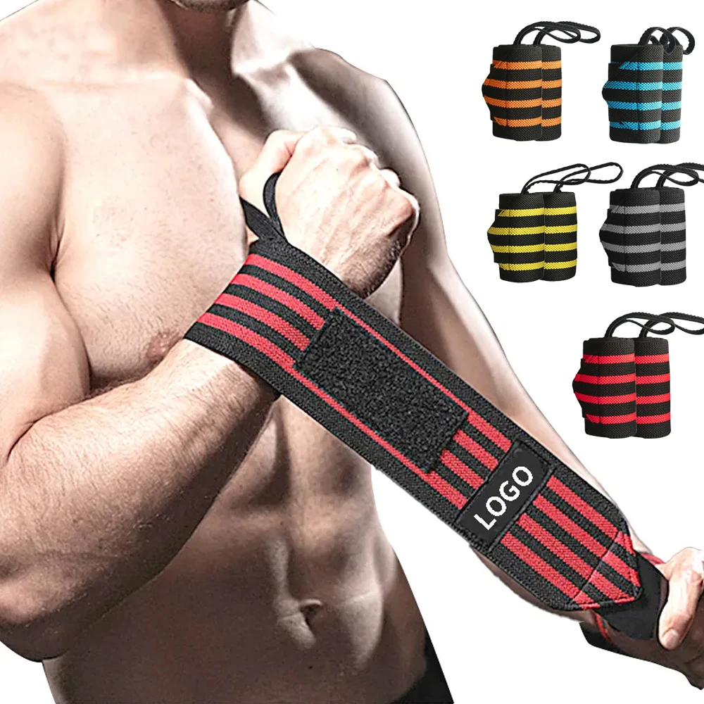 

Custom Wrist Straps Weightlifting Elastic Stretchy Weight Lifting Wrist Support Wrap Band Weightlifting Gym Strap/ Wrist wraps