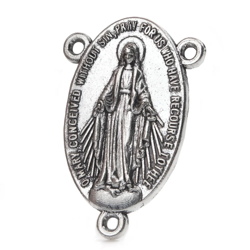 

Catholic Virgin Mary Metal 30mm Center Piece Religious Rosary making Alloy Centerpieces