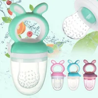 

Rabbit Shape Baby Food Feeder Fresh Fruit Silicone Nipple Teething Toy Reusable Aching Gums Pacifier