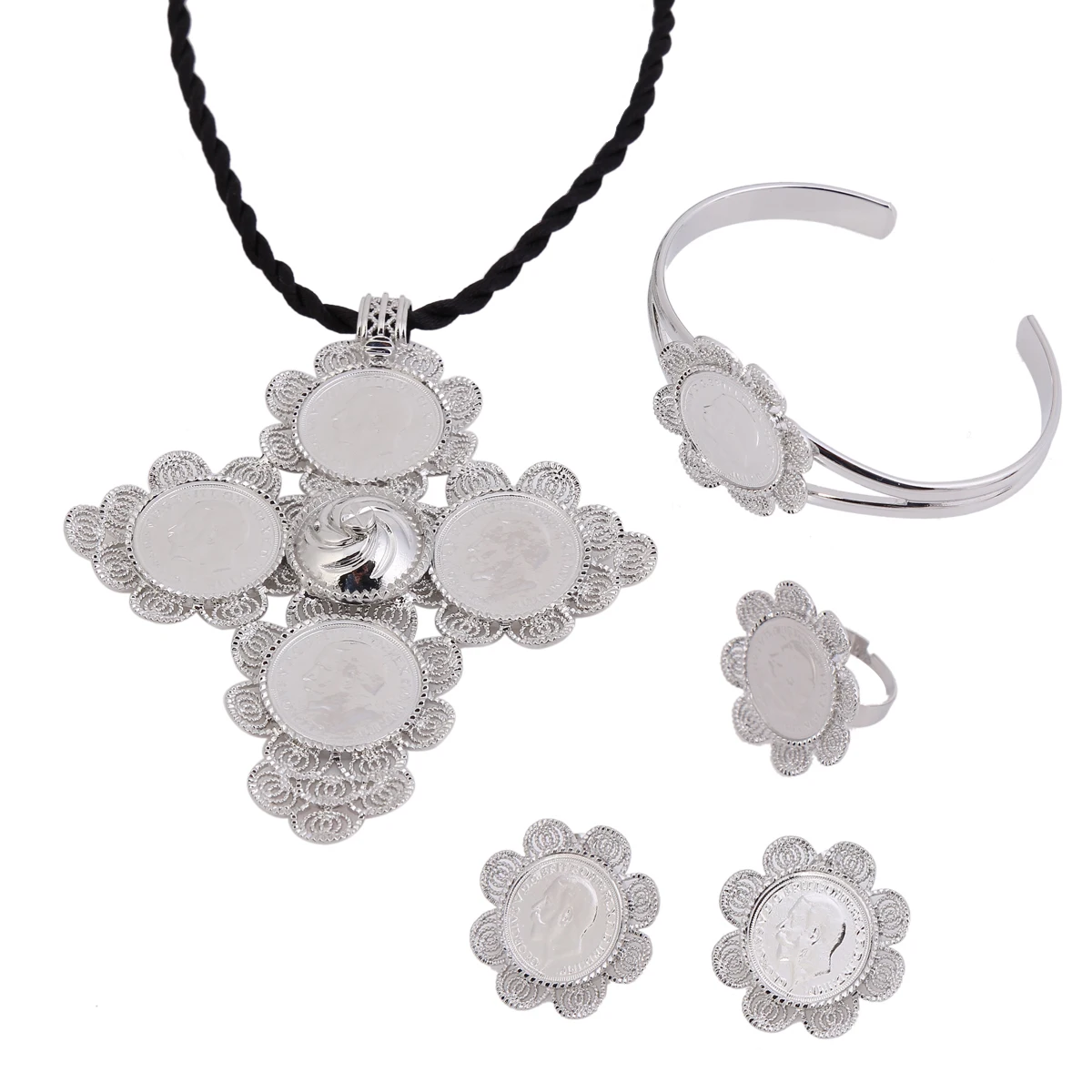 

Traditional Ethiopian Coin Wedding Jewelry Sets Gold Color Bridal Romantic Trendy Jewelry