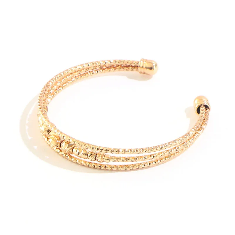 

MSYO New Ins Fashion Retro Frosted Three Layer Bracelet European And American Women's Copper Gold Plated Open Bracelet