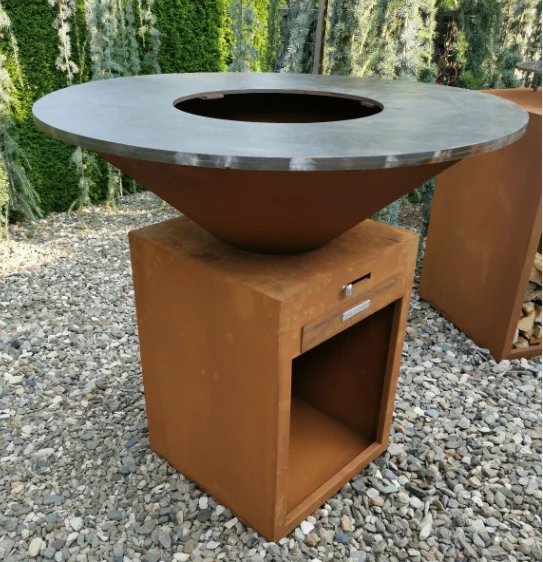 

corten steel fire pit brasero BBQ for cooking, Natural rust or black