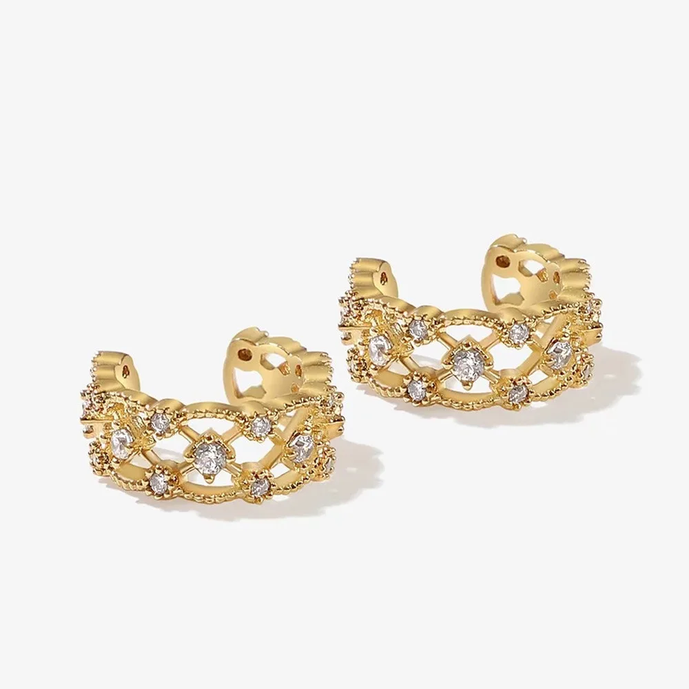 

Fashion 925 Sterling Silver Gold Ear Cuff Earrings For Women Gold Earring Jewelry