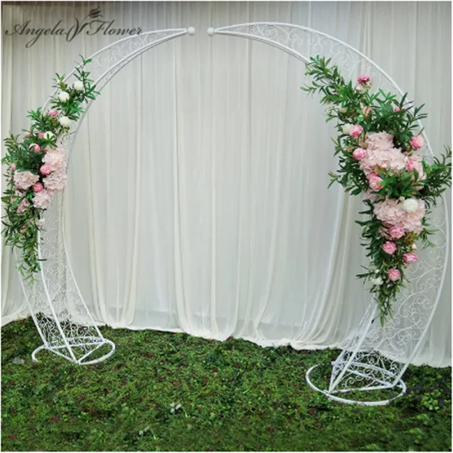 

2.6M Wedding arch outdoor moon arches artificial flower decor road lead party wedding decor backdrop stage props flower stand