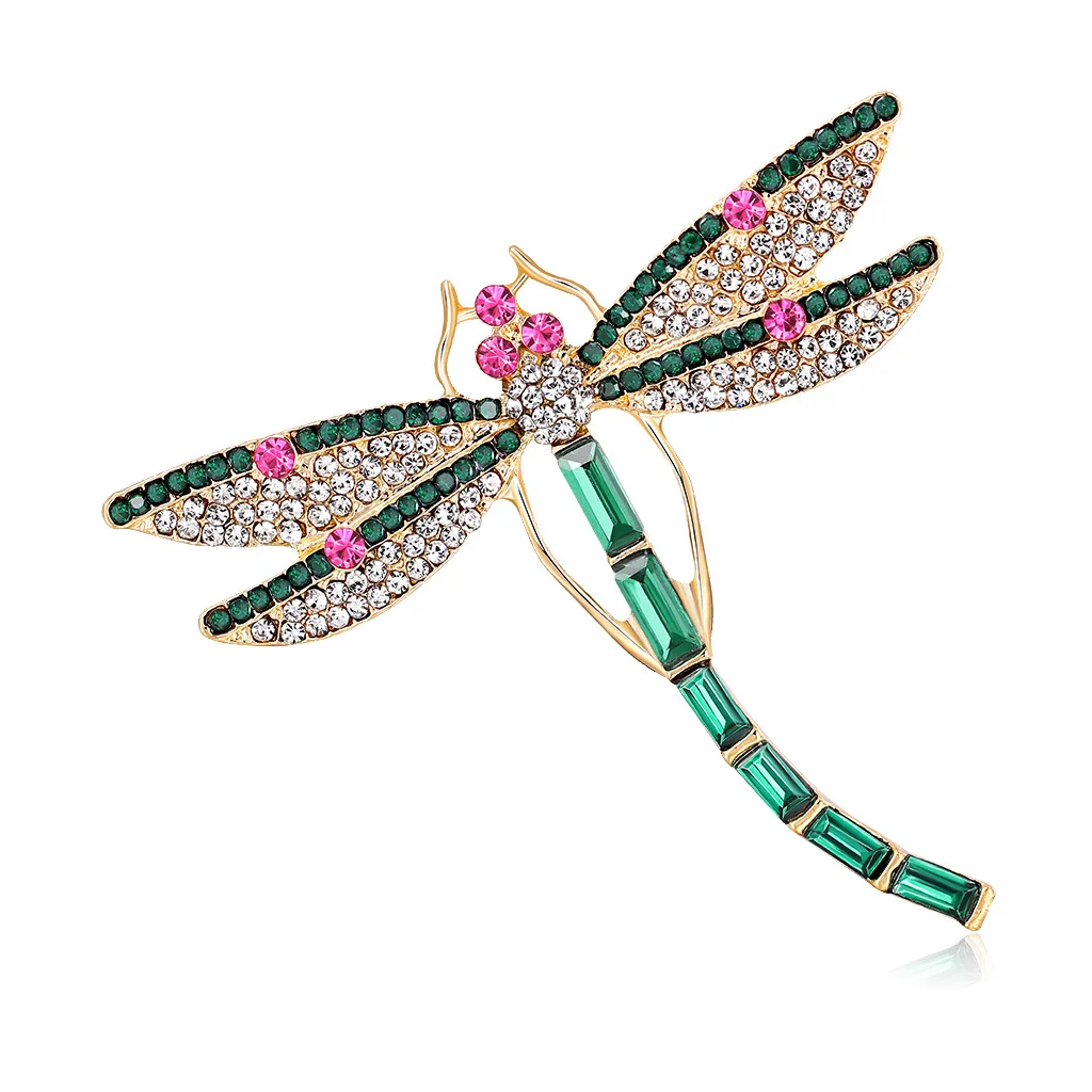 

ENSHIR Fashion Diamond Dragonfly Animal Brooch Men And Women Temperament Coat Brooch, As a picture