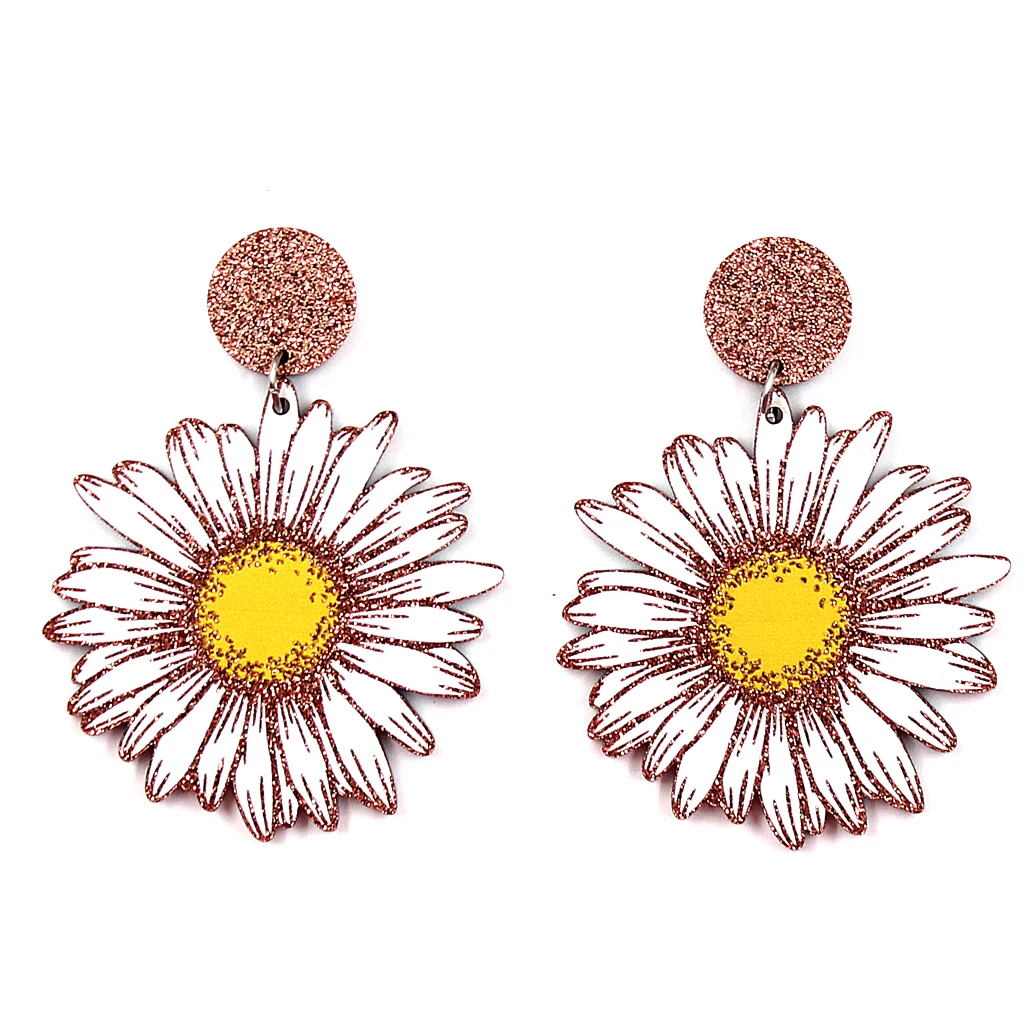 

ERS193HP109 New Product Acrylic Daisy Dangle Glitter Beach Women Jewelry Earrings