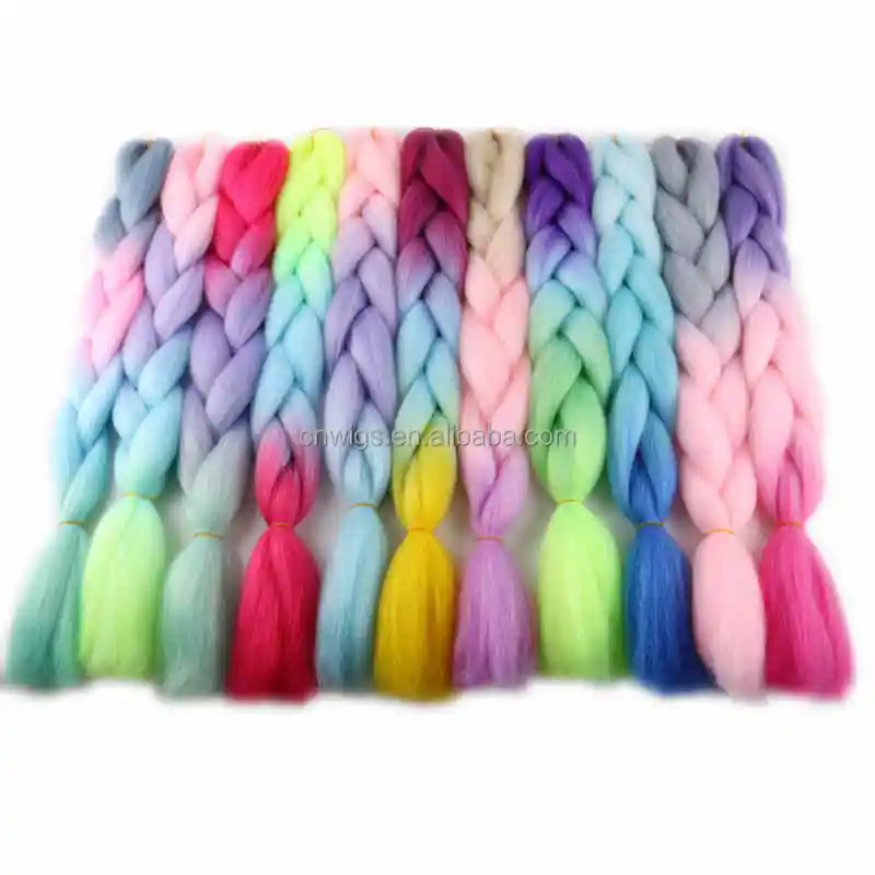 

24" Low temperature Synthetic Braiding Hair 100g Two Three 4 Ombre Colors Synthetic Hair extensions Jumbo Hair Braids, Many colors for you choice, two tone color and mixed color