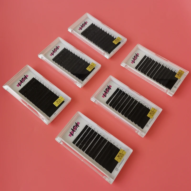 

Private label silk flat lash extension wholesale wispy eyelash extensions vendor high quality eyelash extension supplies, Black