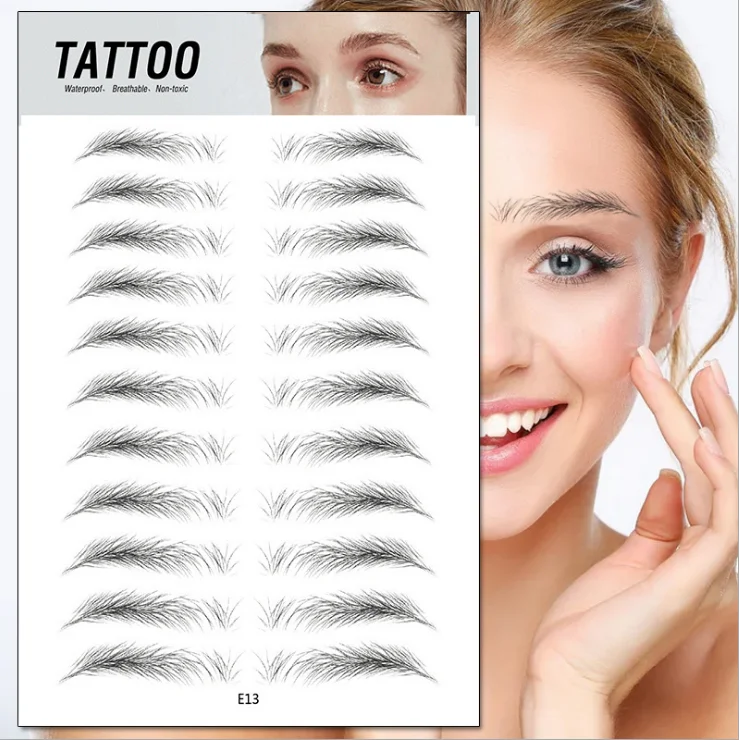 

OMG 9 PAIRS Hair-like Eyebrows 4D Brown Natural Waterproof for Woman & Man Black Eyebrow Tattoo Stickers