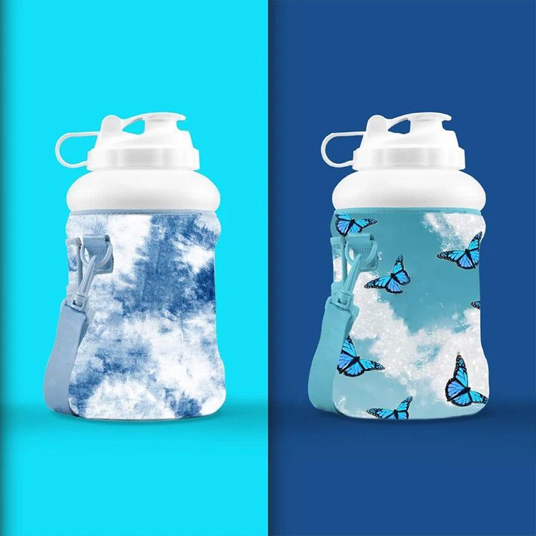 

Factory Directly Large Capacity BPA free PETG Plastic Motivational Sports 2.2l Water Bottle With Sleeves, Customized color