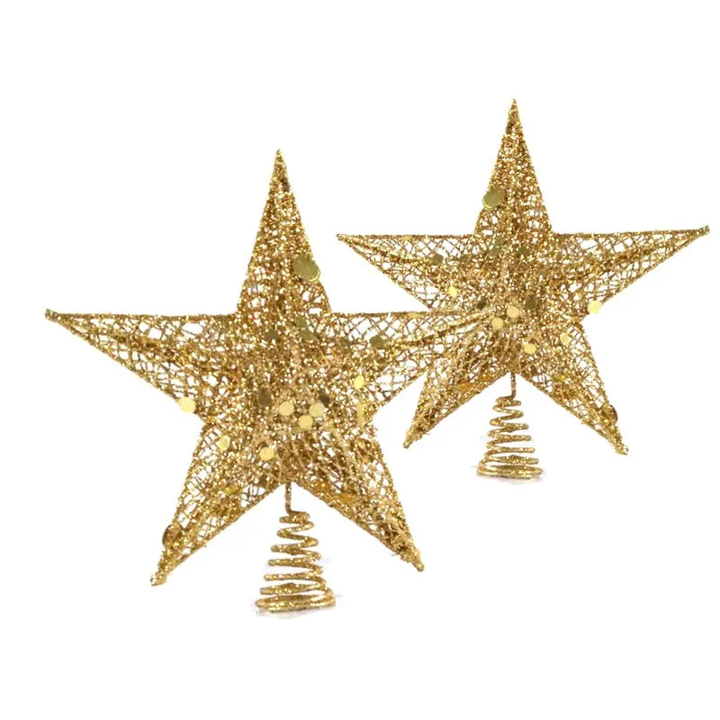 

Golden Christmas tree top star iron hollow five pointed star Christmas tree decoration