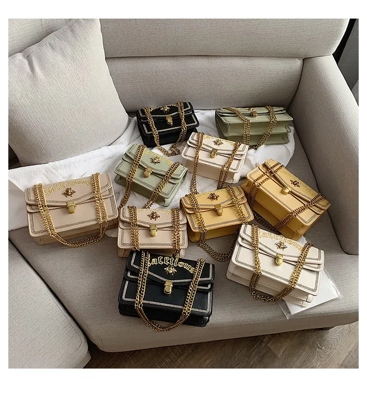 

Little Bee England Style Girl's Fashion Bag Message Bag Cosmetic Bag with Antique Gold Chain Promotion