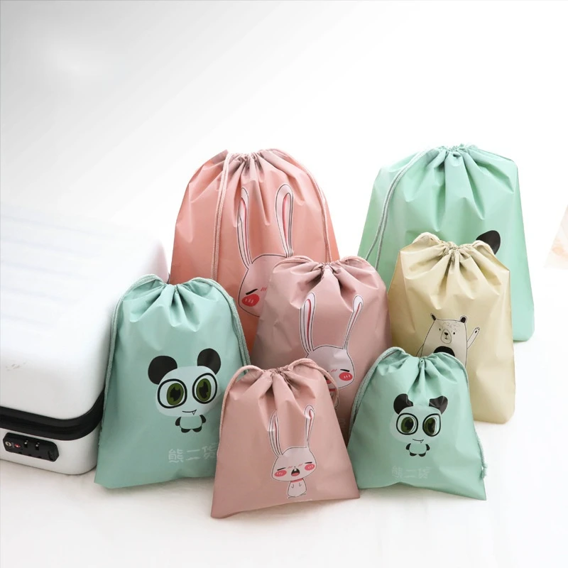 

Waterproof Travel Cartoon Drawstring Pull String Clothing Storage Travel Packing Organizing Folders, Refer to photos or according to your requirements