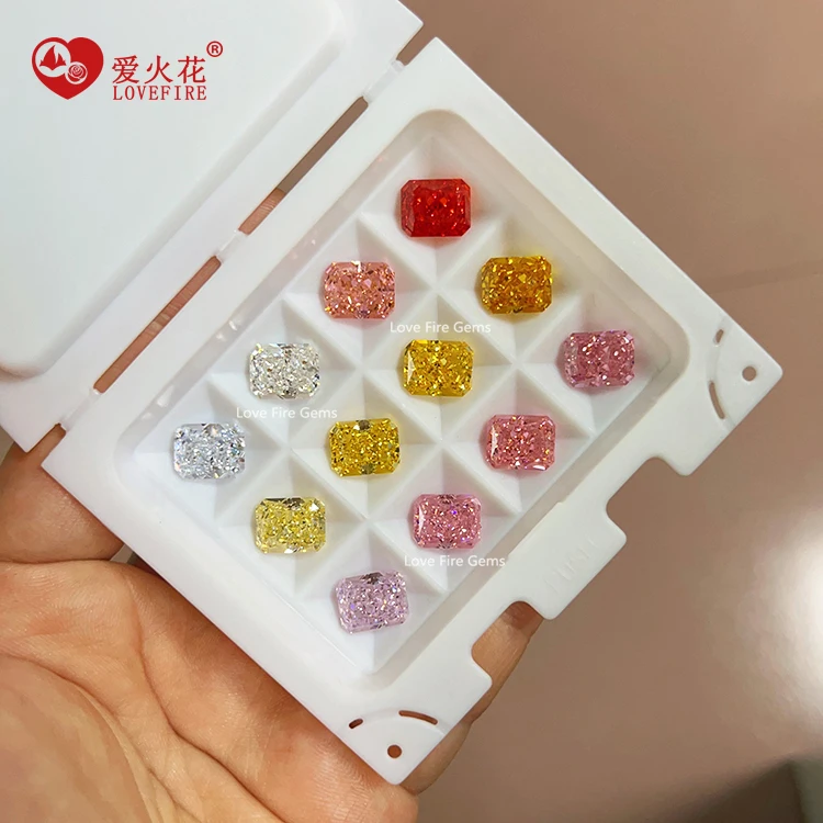 

manufacturer all sizes white pink yellow loose synthetic cz gems octagon cut crushed ice cubic zirconia