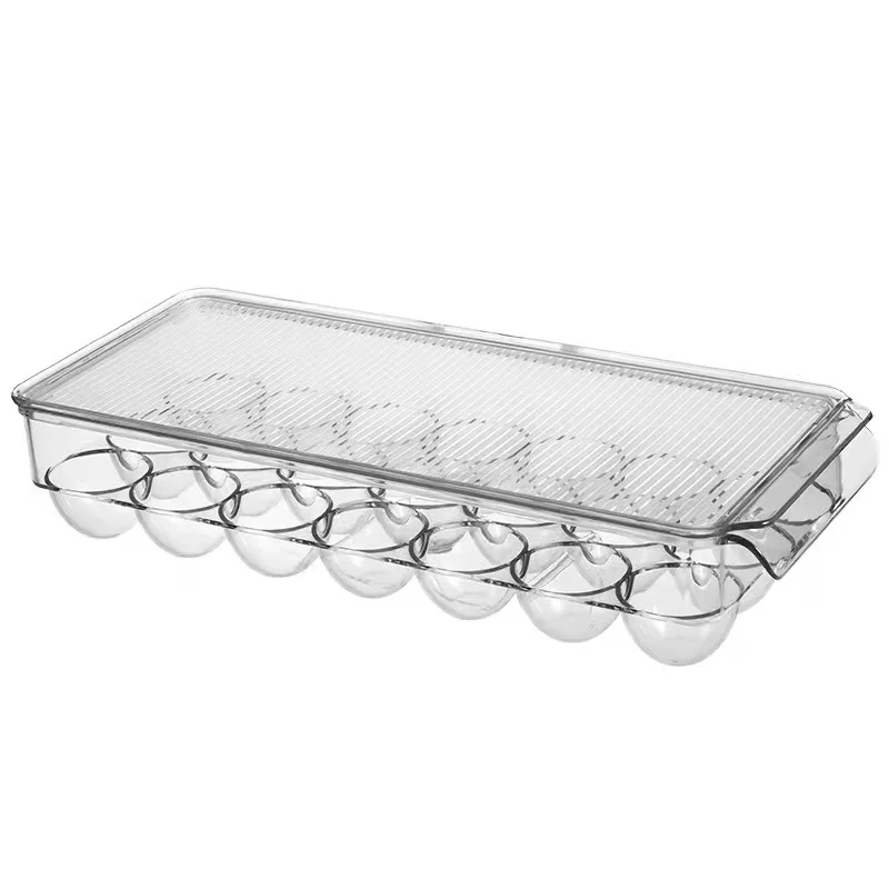 

Egg freshness storage box rectangular transparent shelf box compartment with lid egg carton kitchen refrigerator freshness box, Clear