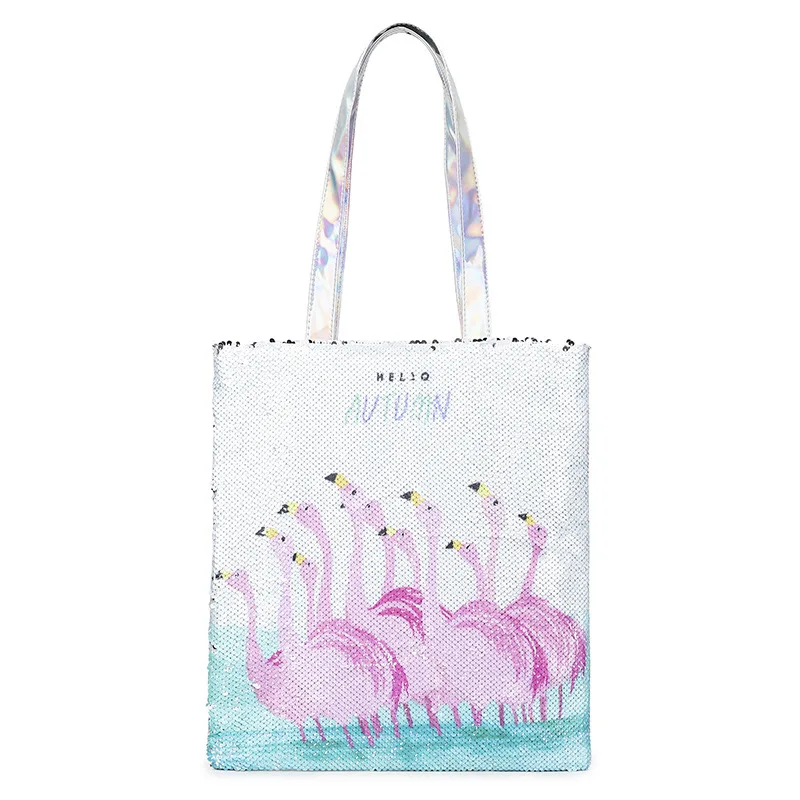 

New arrival color changing reversible sequin tote bag lady holographic tote bag