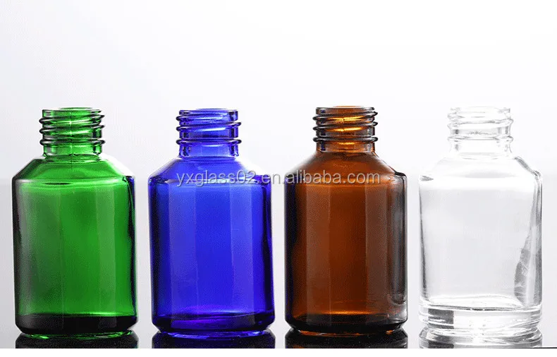 30ml amber/green/blue sliping shoulder glass dropper bottles with black cap details