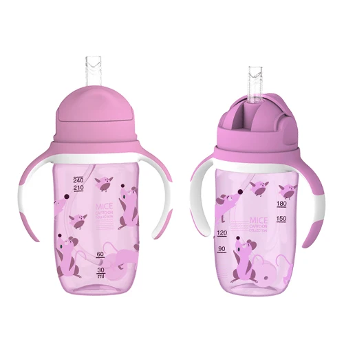 

Customised PP Plastic Outdoor Travel Baby Water Bottle With Color Handle