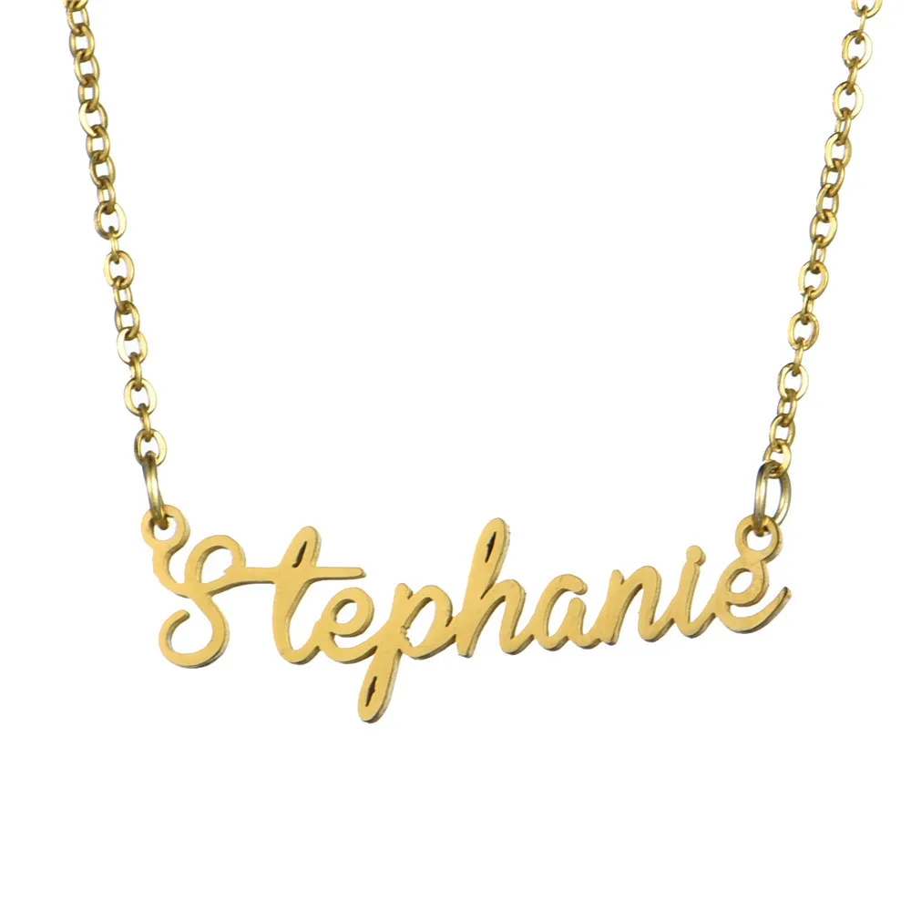 

Personalised Gold Plated Pendant Necklace Diy Custom Name Letter Plate Necklace, Picture