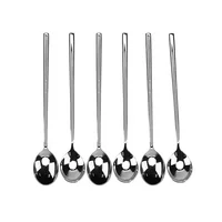 

6 piece Stainless Steel Tea Spoons Long Handle Latte Ice Cream Sundae Coffee Spoon