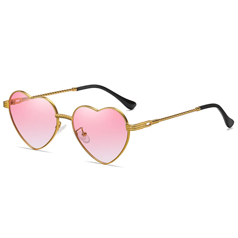 

High quality cute style love heart shape ocean piece unique design metal sunglasses