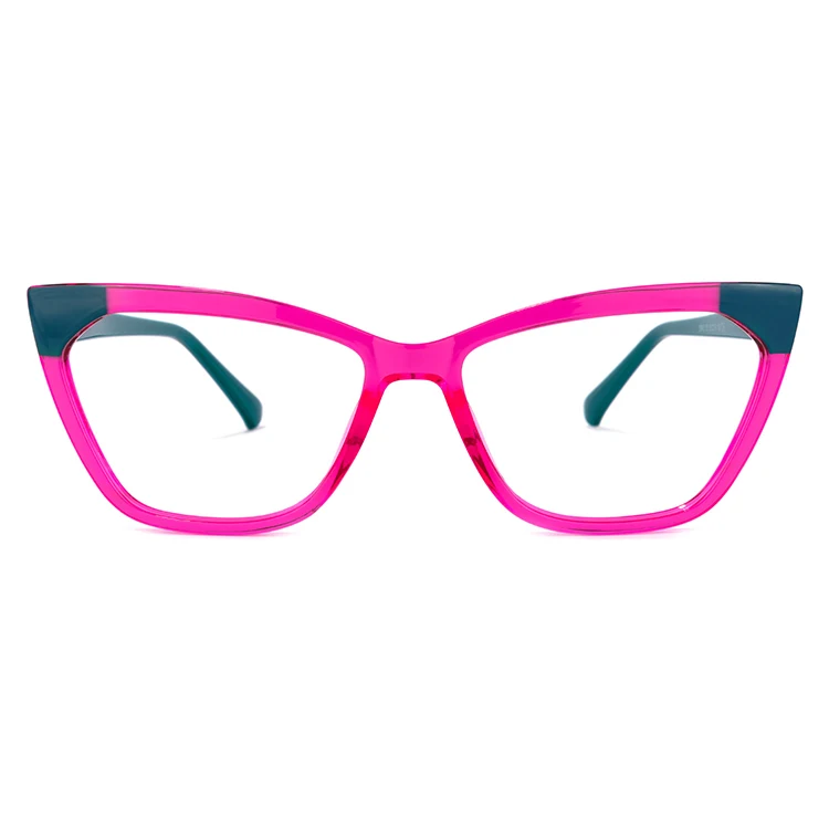 

Zeelool Women TR90 Injection Material Cateye Spring Hinge Custom Champagne Bright Pink Eye Spectacle Frames, 2 colors