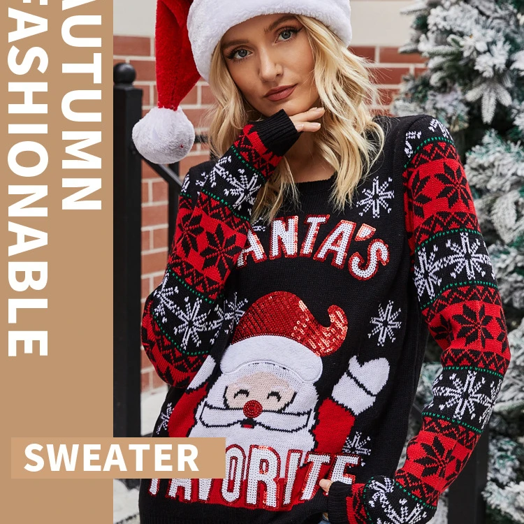

winter clothing casual ugly sweater pullover elegantplus size eco fashion womens pullover christmas sweater chrismas sweaters, Customized color