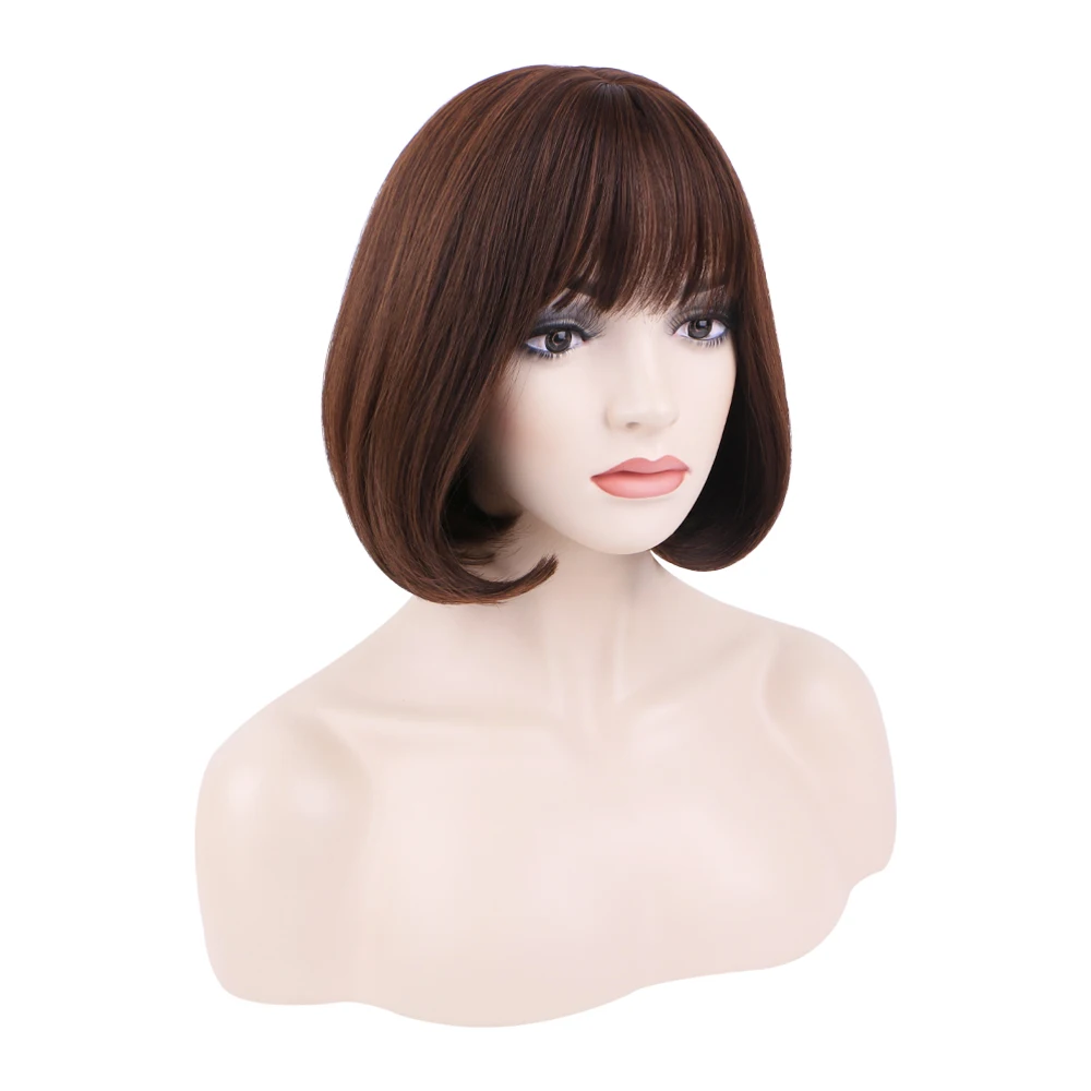 

Wholesale light brown short Bob synthetic wigs with bangs For Women