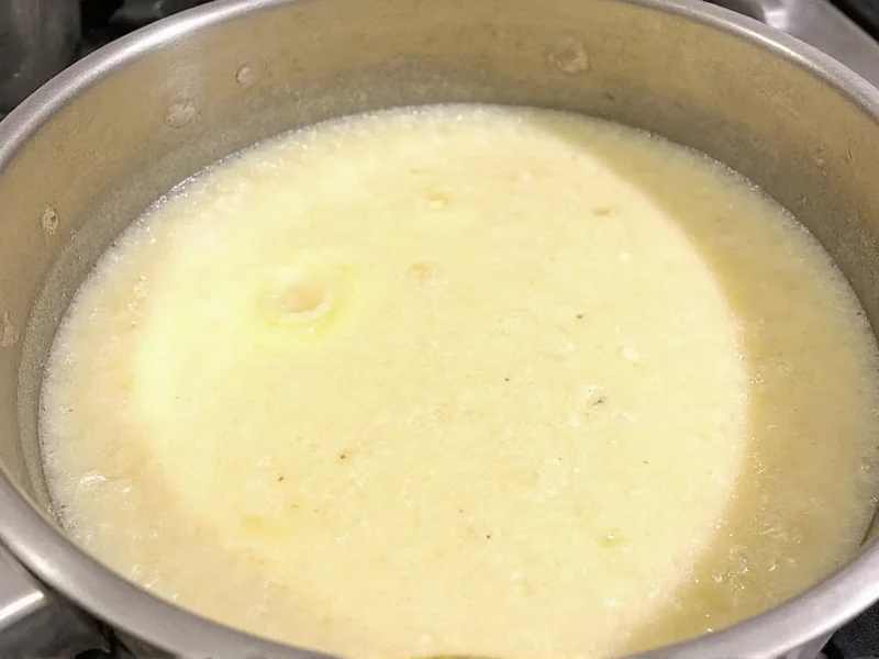 Butter and flour mixture bubbling in saucepan
