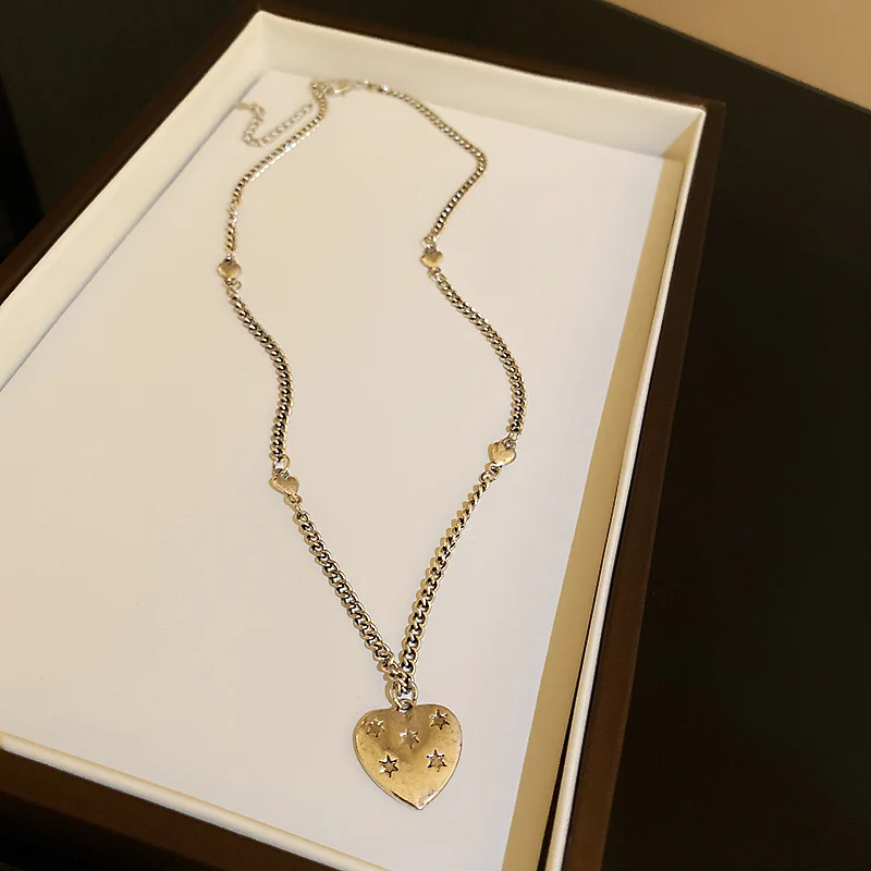 

vintage link chain pendant star heart necklace