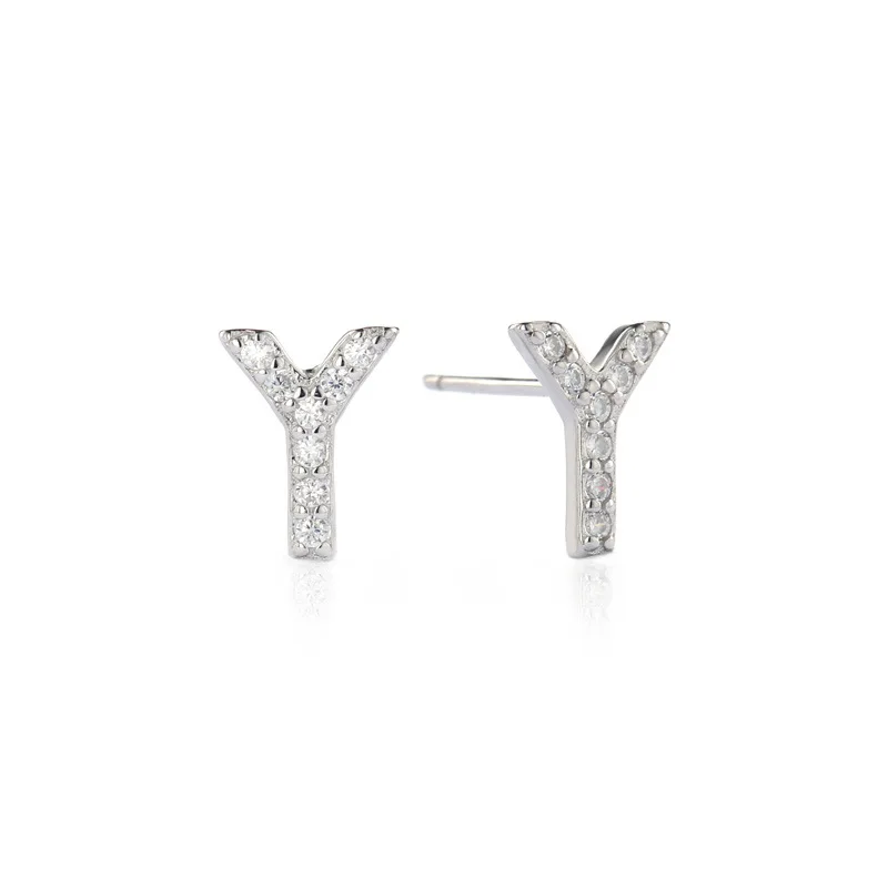

Initial Stud Earrings for Girls S925 Sterling Silver Post CZ Alphabet Letter Stud Girls Earrings, As the picturs