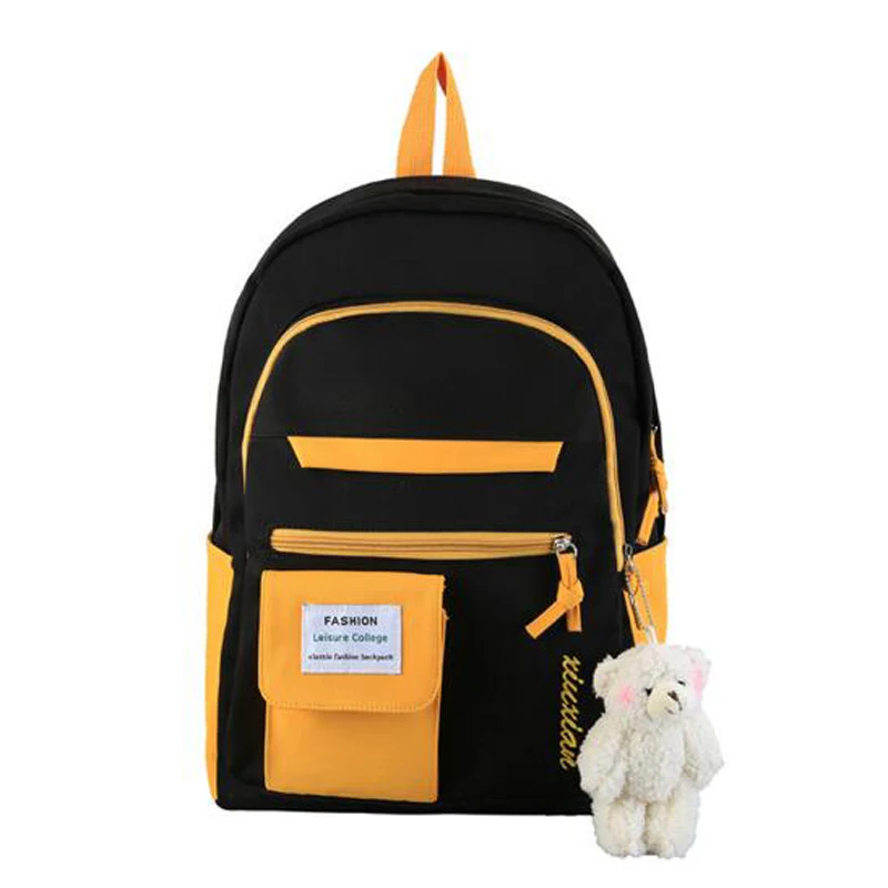 

New Popular Green Waterproof Backpacks Canvas Polyester Student Ladies School Bag