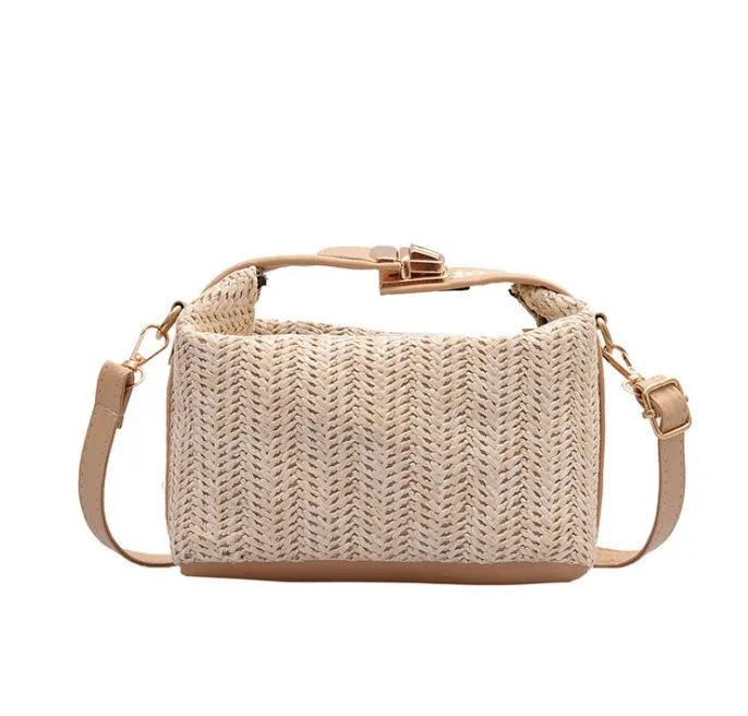 

New fashion straw woven hand bag shoulder messenger crossbody bag, Black, brown