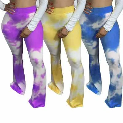 

New arrival plus size pants woman milk tie dye flare leggings pants