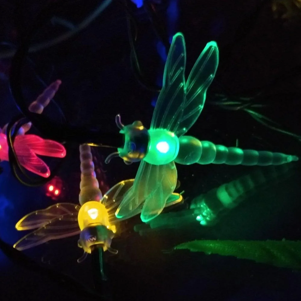 outdoor garden party decoration 8 model color changing dragonfly solar string light