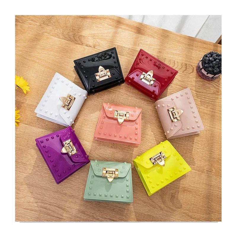 

2021 Guangzhou Girl Women Shoulder Bag PVC Small Coin Pouch Candy Color Beach Jelly Mini Handbags Purse Crossbody for Party, Custom colors